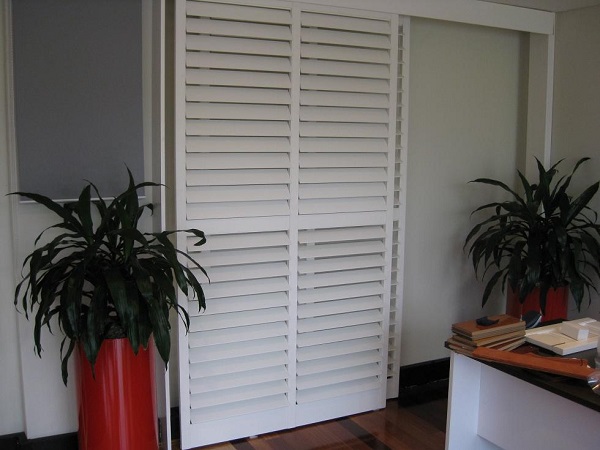 White PVC Sliding Plantation Shutters